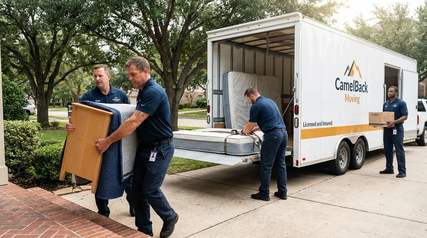 Crew loading residential truck for cross-state move from Williams Bay, WI